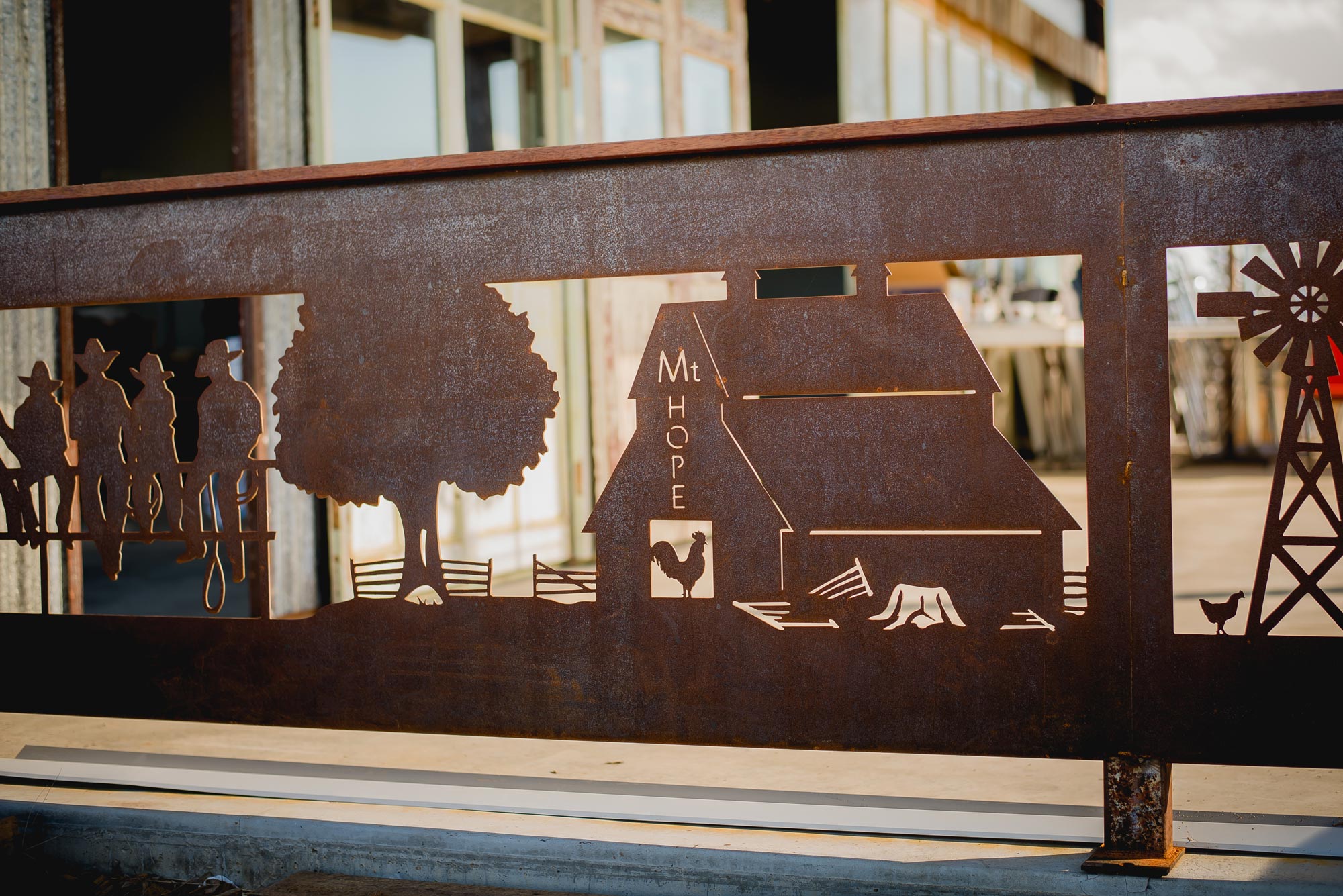 Iron artwork at The Barn Mount Hope