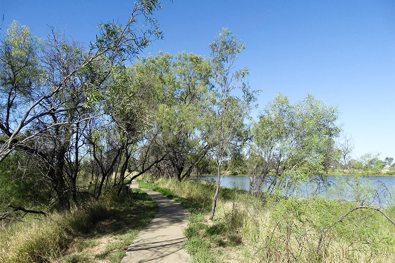 Roma Bush Gardens pathway next to lake