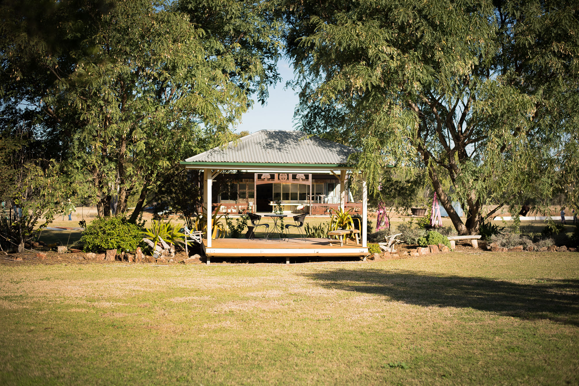 Beautiful green garden and gazebo